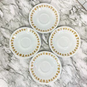 Vintage Corelle Livingware 1970's Butterfly Gold Saucers, Set of 4